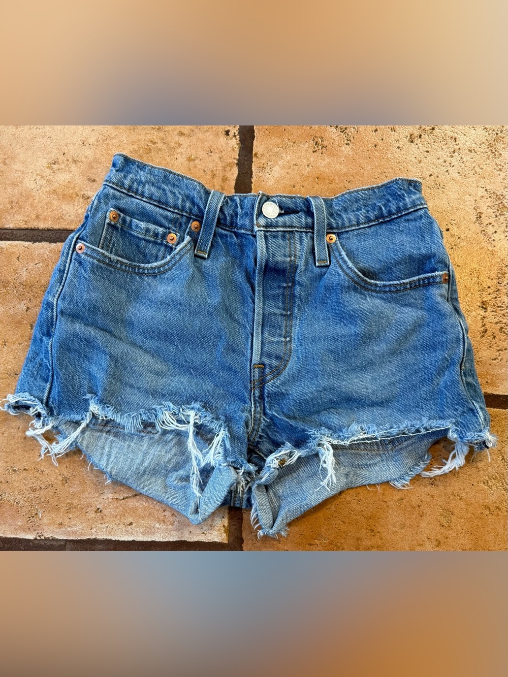 Levi’s 501 Button Fly Denim Cutoff Shorts - Blue High Rise Original Fit women 25